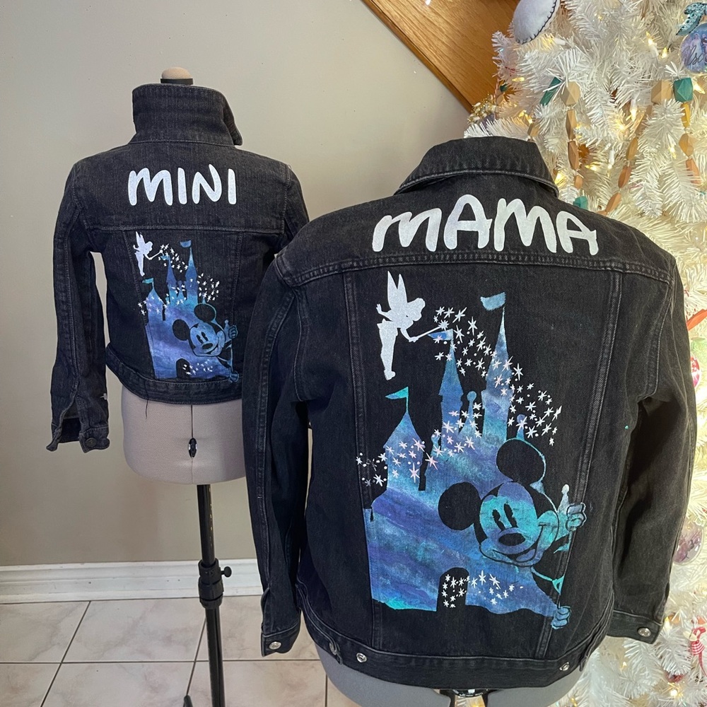 Levi's Black Jean Jacket with Blue Castle and Character Design